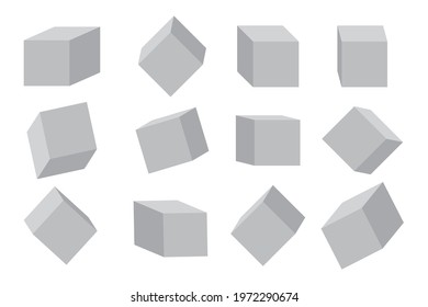 Modern gray volumetric cubes. Modern building banner. Rectangle design. Stock image. Vector illustration. EPS 10.