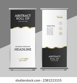 modern great business roll up  banner design with golden   shapes