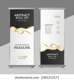 modern great business roll up  banner design with golden   shapes