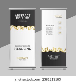 modern great business roll up  banner design with golden   shapes