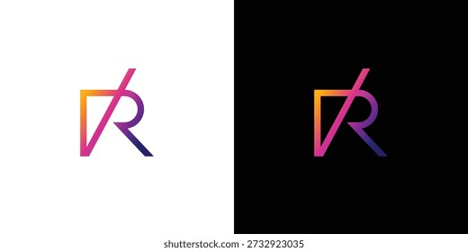 Diseño moderno y de gran letra del logotipo de las iniciales VR