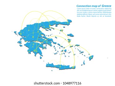 Modern of greece Map connections network design, Best Internet Concept of greece map business from concepts series, map point and line composition. Infographic map. Vector Illustration.