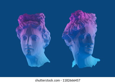 Modern Greek Apollo Head Vector 3D Rendering