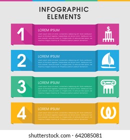 Modern greek infographic template. infographic design with greek icons includes greek column, sailboat. can be used for presentation, diagram, annual report, web design.