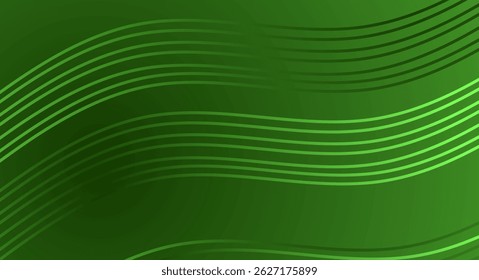 Fondo abstracto verde moderno con líneas curvas suaves y tonos degradados. Perfecto para presentaciones de tecnología, Plantilla de negocios, Web y otros