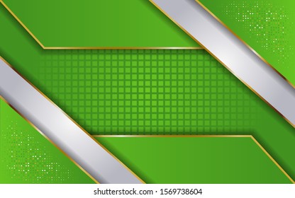 modern green abstract background with golden line