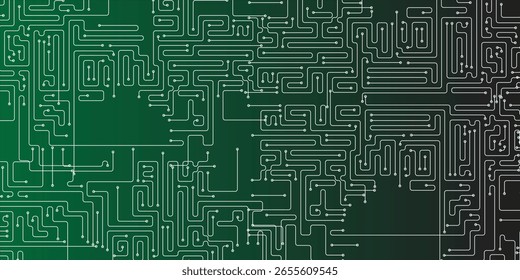 Fondo abstracto verde moderno con diseño de tecnología de líneas para el fondo