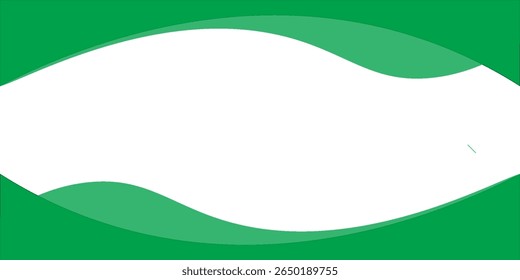 Modern green abstract background with smooth wave shapes and white central space