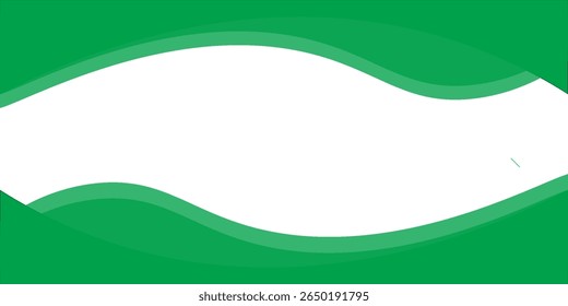 Modern green abstract background with smooth wave shapes and white central space