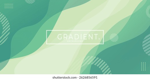 Modern green abstract gradient background with flowing shapes and geometric elements. Modern Vector