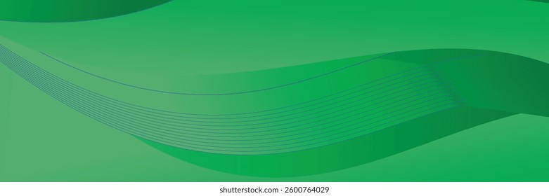 Modern green abstract horizontal banner background with glowing geometric lines.Suitable for covers, brochures, presentations, flyers. vector	