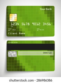 Modern green abstract realistic vector credit card.