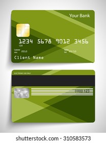 Modern green abstract realistic vector credit card.