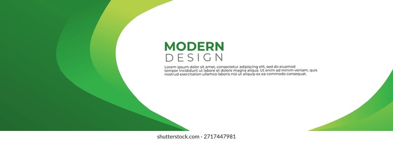 Modern green abstract wave background banner for corporate business website header and sustainable eco-friendly design.