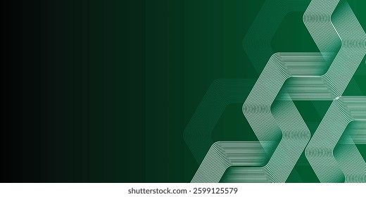 Modern green background with dynamic wavy hexagon texture. suitable for wallpaper poster banner