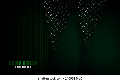 Modern green background overlap layer on dark space with abstract style for design template. Texture with green glitters dots element decoration.
