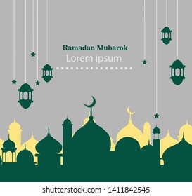 modern green background or pattern for text templates or religious wallpapers or banners, ramadan ied mubarok