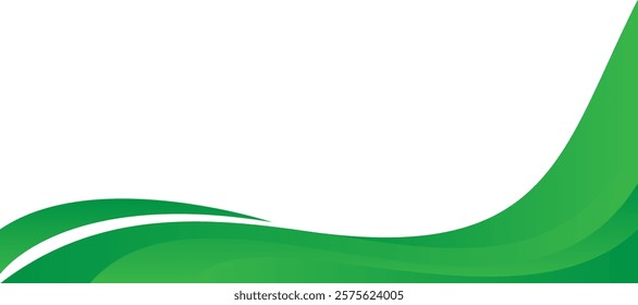 Modern green banner background with dynamic wave shapes. Graphic design banner pattern background template 