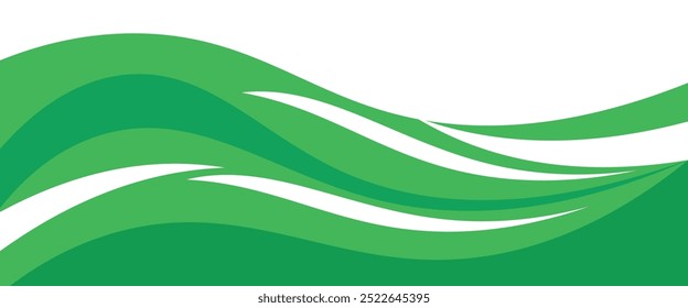 Modern green banner background. Graphic design banner pattern background template with dynamic wave shapes.