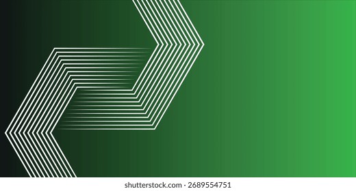 Fundo abstrato verde moderno preto com linhas arredondadas diagonais. Projeto de arte de linha de faixa geométrica. vetor