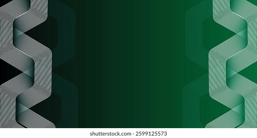Modern green black background with dynamic wavy hexagon texture. green black background suitable for wallpaper poster banner
