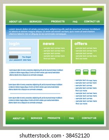 Plantilla de sitio web de color verde y azul moderno con fondo blanco2