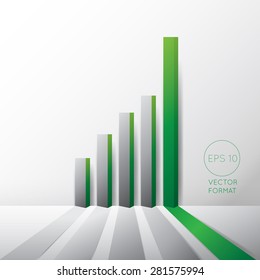 Modern green business growing graphs,Vector illustration modern design template