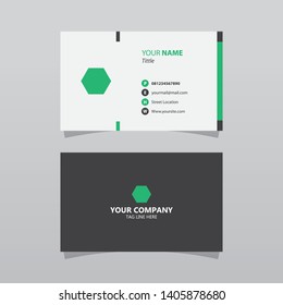 Modern Green Bussines Card Template. Elegant Element Composition Design With Clean Concept.