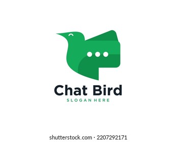 modern green chat bird bubble logo design	
