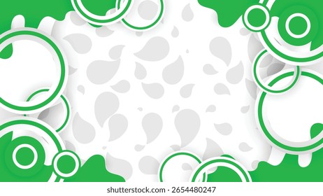 Quadro de círculo verde moderno com fundo de gota abstrato. Design limpo e fresco, perfeito para temas de produtos ecológicos, naturais, de cuidados com a pele ou orgânicos em cartazes, banners e embalagens.