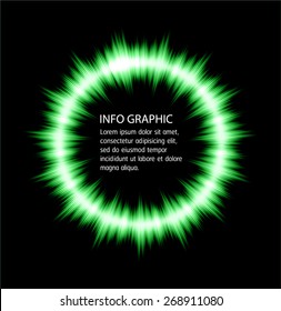 modern green circle text box template for website computer graphic and internet, dark black background. Brochure. text box. banner. card.