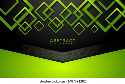 Modern green combine with shine square shape background. abstract geometric shape background