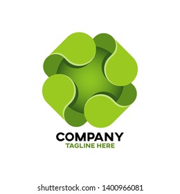 Modern green cross logo. Vector illustration.