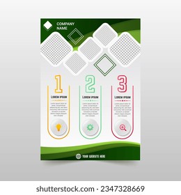 Modern Green Curved Flyer Template, can be used for business designs, presentation designs or any suitable designs.