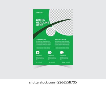 Modern Green Environment Flyer Design set - Vector Eco Flyer, Poster, Brochure, Magazine Cover Template.
