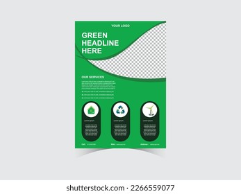 Modern Green Environment Flyer Design set - Vector Eco Flyer, Poster, Brochure, Magazine Cover Template.
