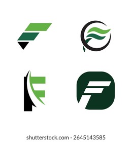 Modern Green F Letter Logos – Minimal Monogram Vector Set