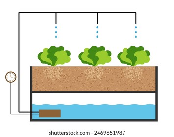 Modern green farming hydroponics aeroponics composition with plants. Gardening appliance smart garden vector illustration