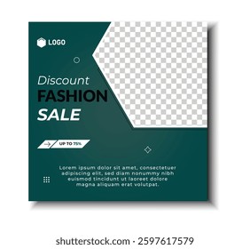 Modern Green Fashion Discount Template for Online Promotion.