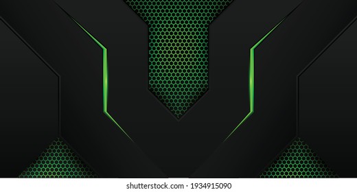 Modern Green Gaming Background With Hexagon Pattern