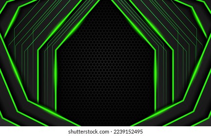 Modern green gaming background with hexagon pattern. Vector illustration design 