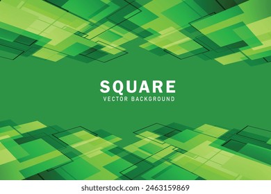 Modern green geometric background with overlapping square shape