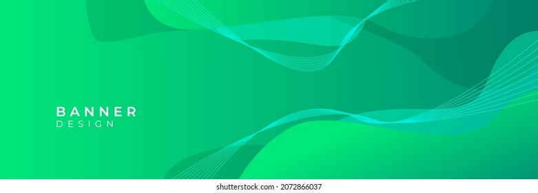 Modern green geometric banner with abstract wave lines design