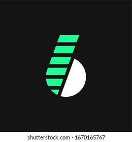 Modern Green Geometric Vector Logo Number 6. 6 Number Design Vector