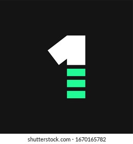 Logotipo de vectores geométricos verde moderno número 1. 1 Vector de diseño numérico