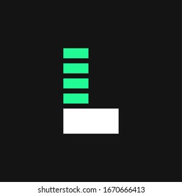 Letra verde moderna con logotipo vectorial geométrico L. Vector de diseño de letra L