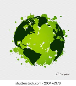 Modern green globe. Vector Illustration.