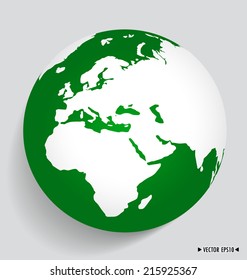 Modern green globe. Vector illustration.