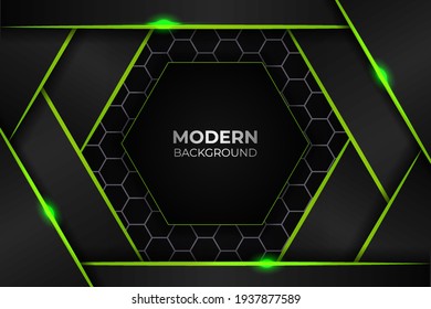 Moderno resplandor verde y fondo oscuro