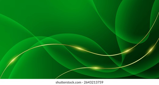 Modern Green Gradient Background With Gold Line. Abstract Business Wallpaper. Bg. Banner. Vector Illustration